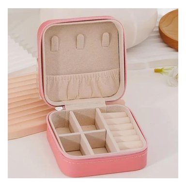 PACK2 JOYERO PORTATIL DIVISIONES EN ROSADO Y+PAPEL DE REGALO