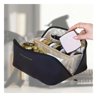 PACK2 COSMETIQUERO BOLSO DE VIAJE PARA MAQUILLAJE NEGRO