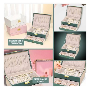 PACK4 JOYERO CON CAJON DIVISIONES VERDE Y+REGALO STICKERS