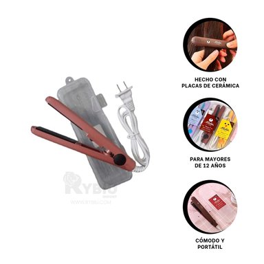 PACK2 MINI ALISADOR DE CABELLO EN GUINDA Y+PAPEL DE REGALO