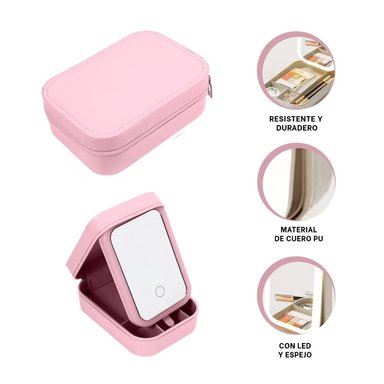 PACK2 JOYERO CIERRE Y PORTABLE ROSADO Y+REGALO STICKERS