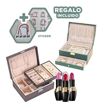 PACK6 ORGANIZADOR COLLARES FEMENINO VERDE Y+REGALO STICKERS