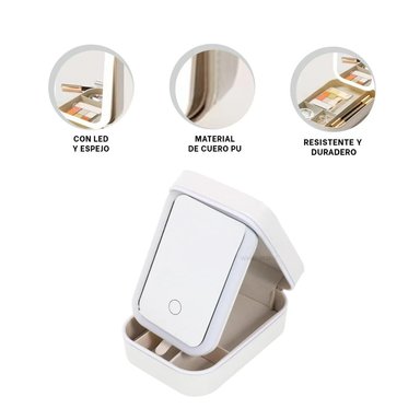 PACK2 JOYERO CON COMPARTIMENTOS CON CIERRE CON ESPEJO BLANCO