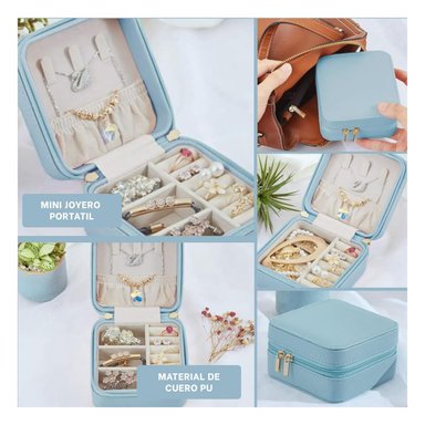 PACK4 JOYERO PORTATIL DIVISIONES EN AZUL Y+REGALO STICKERS