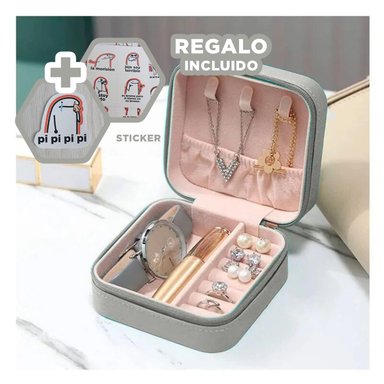JOYERO CON CIERRE Y PORTABLE GRIS Y+REGALO STICKERS