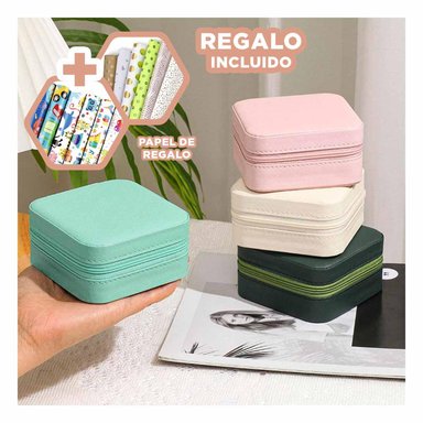 JOYERO PORTATIL CON DIVISIONES MELON Y+PAPEL DE REGALO
