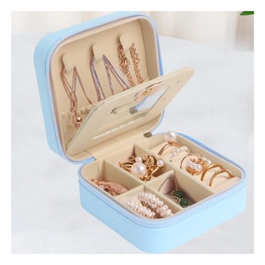 PACK4 CAJITA COLLARES FEMENINO EN CELESTE Y+PAPEL DE REGALO