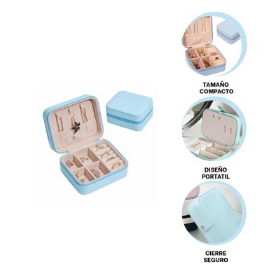 PACK2 JOYERO CIERRE Y PORTABLE CELESTE Y+REGALO STICKERS