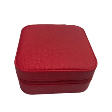 JOYERO MINI CON COMPARTIMENTOS CON CIERRE Y PORTATIL ROJO