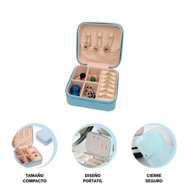 PACK2 JOYERO PORTATIL EN COLOR CELESTE Y+PAPEL DE REGALO
