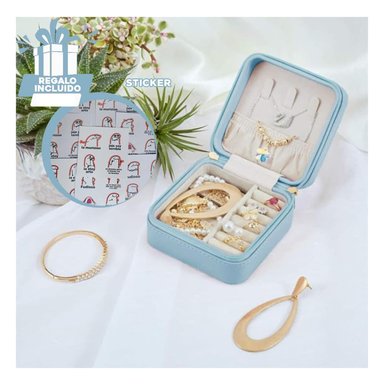 JOYERO CON CIERRE Y PORTABLE AZUL Y+REGALO STICKERS