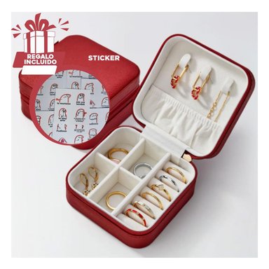 JOYERO CON CIERRE Y PORTABLE ROJO Y+REGALO STICKERS