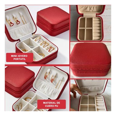 PACK4 JOYERO PORTATIL DIVISIONES EN ROJO Y+REGALO STICKERS