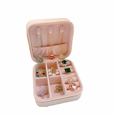 JOYERO MINI CON COMPARTIMENTOS CON CIERRE Y PORTATIL MELON