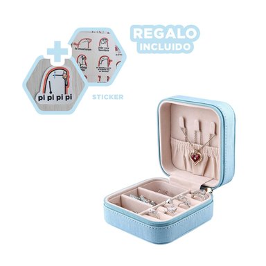 JOYERO CON CIERRE Y PORTABLE CELESTE Y+REGALO STICKERS