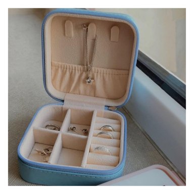 PACK2 JOYERO CON COMPARTIMENTOS CON CIERRE PORTATIL AZUL