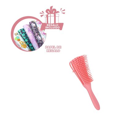 PEINE DE CUERPO HUECO PARA PELO ROSADO Y+PAPEL DE REGALO