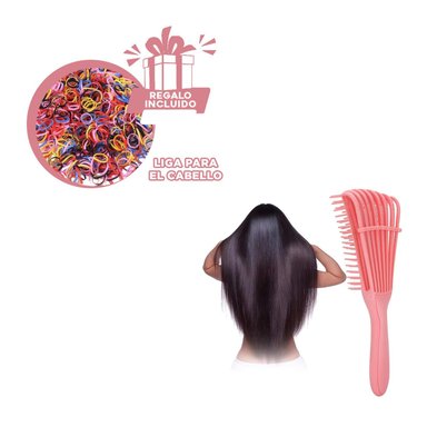 PEINETA PARA QUITAR NUDOS ROSADO Y+LIGAS DE REGALO