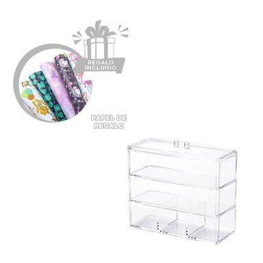 CAJA ACRILICA DE 3 PISOS Y 3 DIVISIONES Y+PAPEL DE REGALO