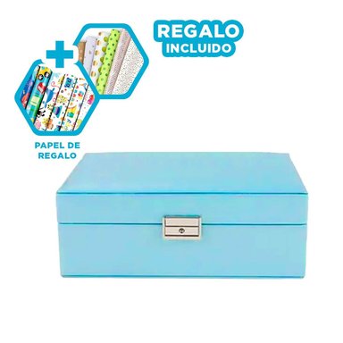 JOYERO ELEGANTE Y ORGANIZADO EN CELESTE Y+PAPEL DE REGALO