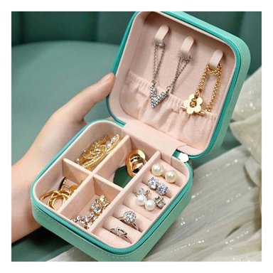 PACK2 JOYERO CON COMPARTIMENTOS CON CIERRE PORTATIL TURQUEZA