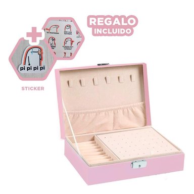 JOYERO RESISTENTE DE COLOR ROSADO Y+REGALO STICKERS