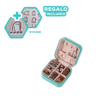 JOYERO CON CIERRE Y PORTABLE TURQUEZA Y+REGALO STICKERS