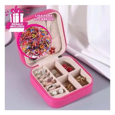 CAJITA PARA GUARDAR COLLARES FUCSIA Y+LIGAS DE REGALO