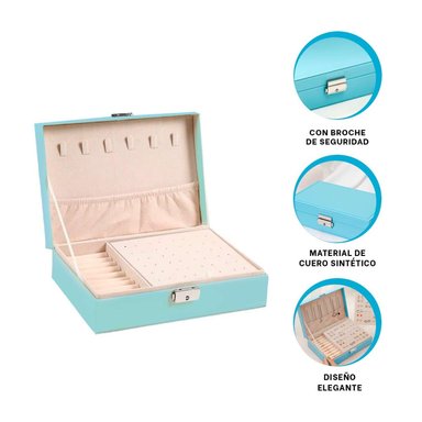 PACK4 CAJA PARA GUARDAR JOYAS ELEGANTE EN CELESTE
