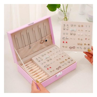 PACK2 JOYERO RESISTENTE DE COLOR ROSADO Y+REGALO STICKERS