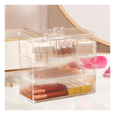 PACK4 ORGANIZADOR DE ACRILICO CON DIVISIONES DE 3 DIVISIONES