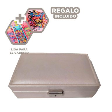 CAJA PARA GUARDAR JOYAS ELEGANTE BEIGE Y+LIGAS DE REGALO