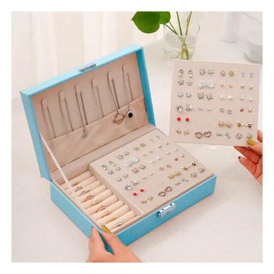 PACK2 JOYERO RESISTENTE DE COLOR CELESTE Y+REGALO STICKERS