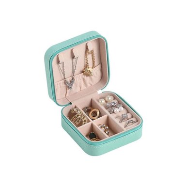 JOYERO MINI CON COMPARTIMENTOS CIERRE Y PORTATIL TURQUEZA
