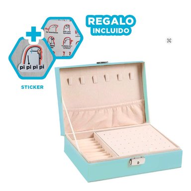 JOYERO RESISTENTE DE COLOR CELESTE Y+REGALO STICKERS