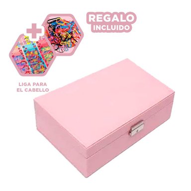 CAJA PARA GUARDAR JOYAS ELEGANTE ROSADO Y+LIGAS DE REGALO