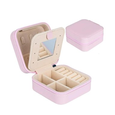 PACK2 JOYERO MINI PARA LLEVAR JOYAS ROSADO Y+REGALO STICKERS