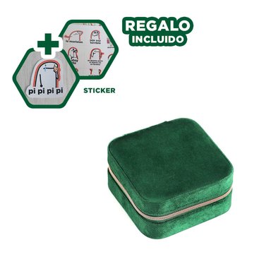 JOYERO PARA VIAJE DE COLOR VERDE Y+REGALO STICKERS