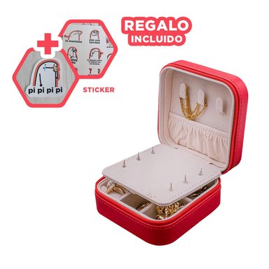 JOYERO MINI PARA LLEVAR JOYAS ROJO Y+REGALO STICKERS