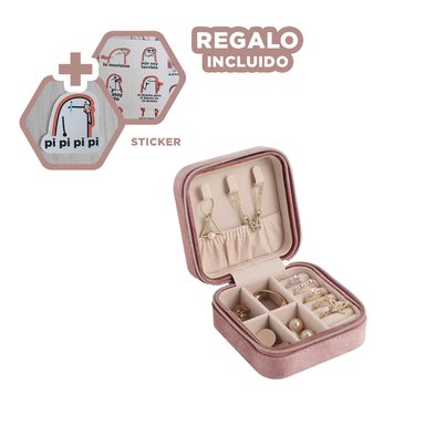 JOYERO PARA VIAJE DE COLOR ROSADO Y+REGALO STICKERS