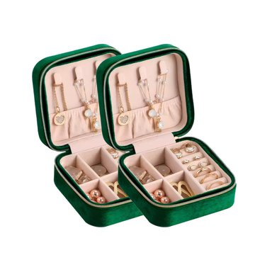 PACK2 JOYERO PORTATIL PARA ORGANIZAR VERDE Y+PAPEL DE REGALO