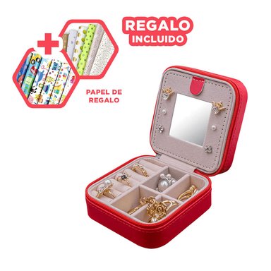 JOYERO PEQUEÑO PARA VIAJES ROJO Y+PAPEL DE REGALO