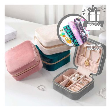 PACK6 COFRE ORGANIZADOR DE JOYAS PLOMO Y+PAPEL DE REGALO