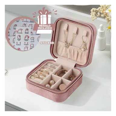 PACK12 COFRE PORTATIL PARA JOYAS ROSADO Y+REGALO STICKERS