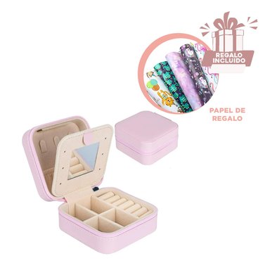 PACK12 CAJA CON ESPEJO DE COLOR ROSADO Y+PAPEL DE REGALO