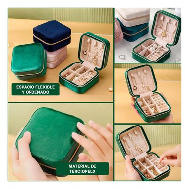 PACK4 JOYERO PORTATIL PARA ORGANIZAR VERDE Y+REGALO STICKERS