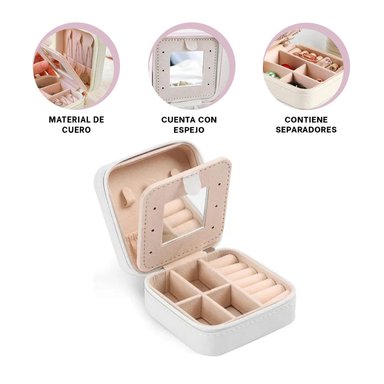 PACK2 JOYERO MINI PARA LLEVAR JOYAS BLANCO Y+REGALO STICKERS