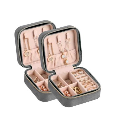 PACK2 JOYERO PEQUEÑO PARA VIAJES PLOMO Y+PAPEL DE REGALO