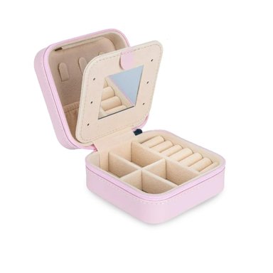 PACK2 JOYERO PORTATIL PARA LLEVAR JOYAS DE COLOR ROSADO