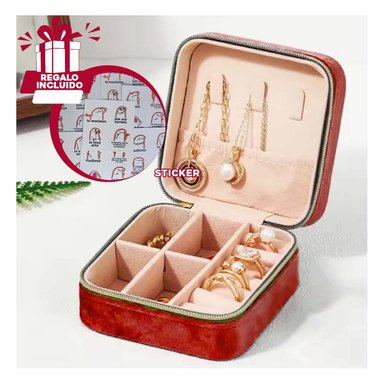 JOYERO PARA VIAJE DE COLOR VINO Y+REGALO STICKERS